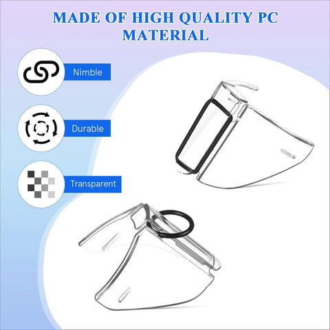 Slip On Safety Glasses Side Shields 2 Pairs Transparent Anti Slip Protectors in durable PC material