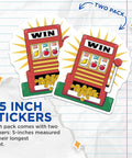 Two Pack Slot Machine Stickers With Dope Casino Theme And Winning Slot Game Vibe, 5 Inch Longest Side.