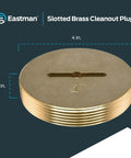 4 Inch Slotted Brass Cleanout Plug For Drain Waste And Vent Setups Eastman 42004 Machine Threaded For Tight Fit