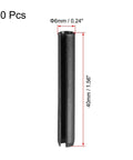 Slotted Spring Pin Set 6mm By 40mm 65Mn Plain Finish Tension Pins For Small Machine Projects, Close-up Side View, 20 Pcs