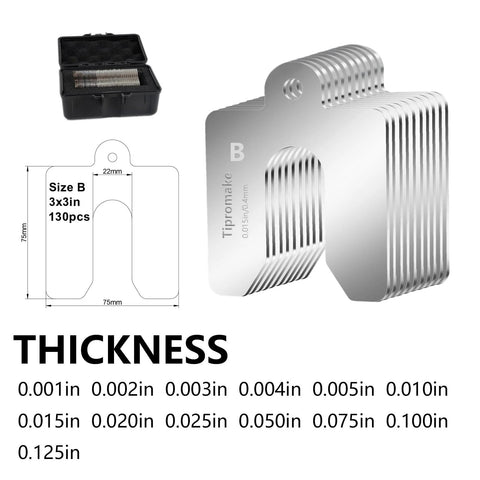130-Piece 3-Inch By 3-Inch Slotted Stainless Steel Shim Set With Durable Storage Box, 13 Precise Thicknesses Image