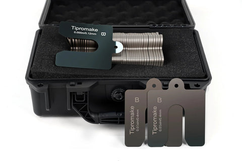 130-Piece 3-Inch By 3-Inch Slotted Stainless Steel Shim Set With Durable Storage Box focused on shims and case