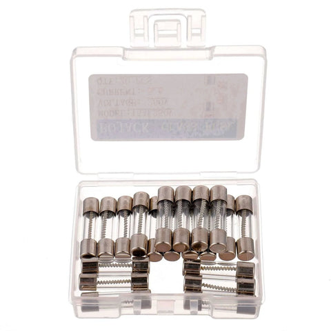 Box of 5A 250V Slow Blow Glass Fuses, 5x20mm Time-Delay Fuses In Glass Tube, Pack Of 20, 0.2 X 0.78 Inch, High Quality Replacement For Electronics And DIY Projects.