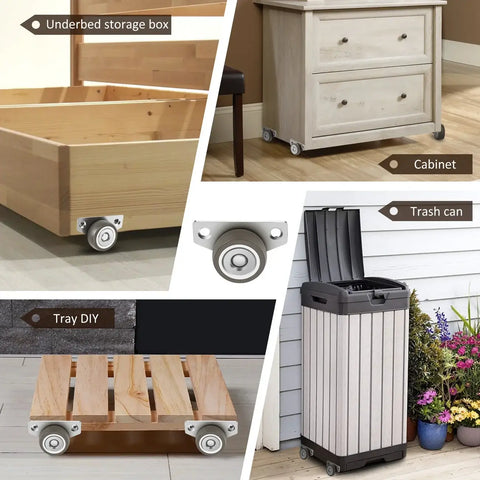 Small 1" Furniture Caster Wheel - Smooth Sliding Rubber Roller for Cabinets & Drawers on various furniture types.