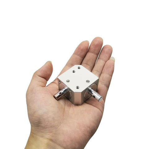 Beefy Right Angle Bevel Gearbox 1 Module 20 Teeth 8mm Shaft 90 Degree Drive in hand for scale