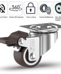 1 Inch Small Caster Wheels With Two Brakes And Screws Low Profile Silent Casters Set Of 4 For Cart And Furniture Each Up To 90 Lbs No Floor Marks Easy Mobility And Back Saving Ideal For Lightweight To Medium Heavy Equipment.