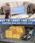 Small Folding Hand Truck Dolly with 2 Wheels stored by a couch, showing its compact size, and in a vehicle with boxes, Lightweight Aluminum Collapsible Trolly for Moving Airport Travel Use.