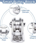 Diagram of Small Pulley Block 1" Mini Duplex Pulley Roller Frictionless Silent Wheel Heavy Duty Fixed Sheave Loading 176 lb.