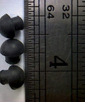 Small Rubber Push In Mushroom Bumper Fits Three Sixteenth Inch Opening And Eleven Thirty Second Inch Diameter With Five Thirty Second Inch Height 100 Pack Durable Bumpers For Tight Spaces Featuring A Convex Pad next to ruler