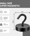 Small size super magnetic hook with 80 lbs hold, 1 inch diameter, features 4 layers coating, neodymium magnets, versatile use