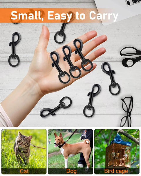 Hand holding Heavy Duty 2.75 Inch Swivel Snap Hooks 30 Pack Rust Resistant Clips for Flagpole Rope Keychain Camera Strap Pet Leash