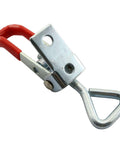 Durable latch set with metal clip and plastic grip handle provides a secure, comfortable grip; small side-mount toggle clamp