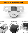 12 Pcs Half Inch Small Caster Wheels With Unidirectional Non Swivel Plate Casters And Rubber Wheels For Furniture and Small Appliances, close-up of one caster and features