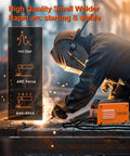 Welder using Ultra Mini 140A 110V Arc And Lift TIG Welder With Shoulder Strap Portable 2 In 1 Welding Machine, focus on Hot Start features.