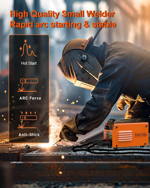 Welder using Ultra Mini 140A 110V Arc And Lift TIG Welder With Shoulder Strap Portable 2 In 1 Welding Machine, focus on Hot Start features.
