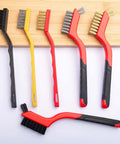 Small Wire Brush Set 6Pcs, Stainless Steel/Brass/Nylon/Bristle Mini Wire Brushes for Cleaning Rust, Scrub Removal Paint and Grout - 7 Inches
