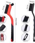 Small Wire Brush Set 6Pcs, Stainless Steel/Brass/Nylon/Bristle Mini Wire Brushes, detailed view with handle and bristles measurements.