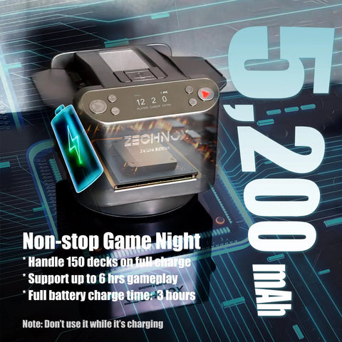 Smart 2-In-1 Card Shuffler And Dealer For Up To 12 Players, programmable robotic shuffler with 360 degree rotation, jet black design