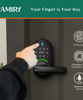 Experience seamless keyless entry with a smart door lock featuring fingerprint recognition, keypad access, app control, fob.