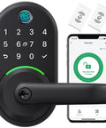 Experience seamless keyless entry with a smart door lock featuring fingerprint recognition, keypad access, app control, fob, physical key, and Alexa compatibility for front doors, offering DIY installation, remote passcodes, and strong deadbolt security.
