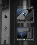 Close-up of Slim Sliding Glass Door Lock 2885 Latch Waterproof Keyless Mortise Smart Lock, showing locking toggle and handle.