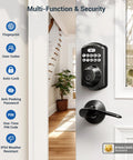 Smart fingerprint door lock with keypad and dual lever handles offers 0.3 second fingerprint unlock, supports up to 20 user fingerprints, auto locks after a chosen delay, and simple installation for secure, convenient keyless entry at your front door.
