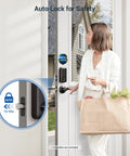 Smart fingerprint door lock with keypad and dual lever handles offers 0.3 second fingerprint unlock, supports up to 20 user fingerprints