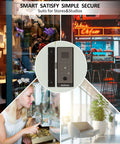 Smart Fingerprint Glass Sliding Door Lock LG75TY With App Control shown in various settings, emphasizing versatility for homes and offices.