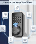 Smart fingerprint keypad deadbolt with handle set delivers keyless entry, rapid 0.3s fingerprint unlock, app control, and auto locking