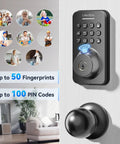 Smart fingerprint keypad deadbolt with handle set delivers keyless entry, rapid 0.3s fingerprint unlock, app control, and auto locking