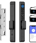 Slim Sliding Glass Door Lock 2885 Latch Waterproof Keyless Mortise Smart Lock With Hook For Door Thickness 22 To 110 Mm Aluminum