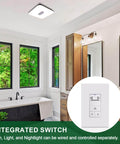 Smart Humidity Sensor Light Switch for Bathroom Exhaust Fans, Ventilation Fans, LED Lights, and Night Light with Auto Humidity Control, Timer Function, 3 Amp UL Listed, White Akicon shown installed in a modern bathroom.