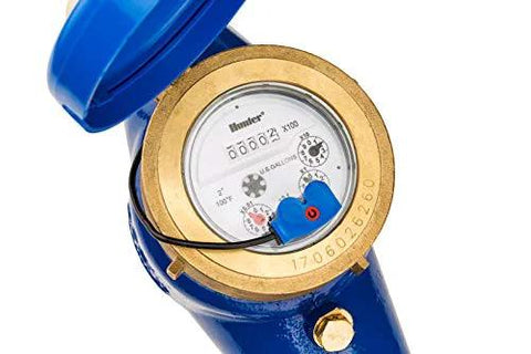 Smart Hydrawise Flow Meter For Controllers With 2 Inch NPT Thread Tracks Total Water Use By Zone showing dial and directional markings