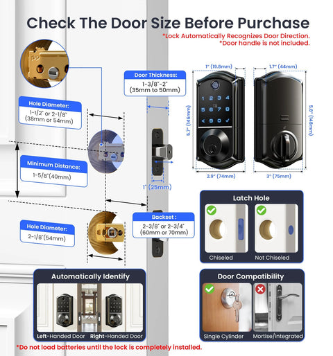 Experience effortless security with an 8-in-1 fingerprint smart lock featuring app control, auto lock, and touchscreen keypad details