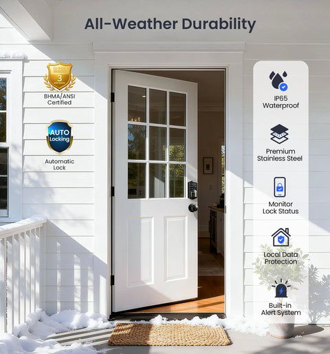 Installed Built In WiFi Smart Lock With 2 Knobs Keyless Entry Front Door Handle Set For Hands Free Access Remote App Control