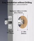 Smart fingerprint keypad deadbolt with handle set delivers keyless entry, rapid 0.3s fingerprint unlock, app control, and auto locking for secure, convenient access; easy DIY installation suits most standard front doors in a matte black finish, image showing installation measurements for fitting.