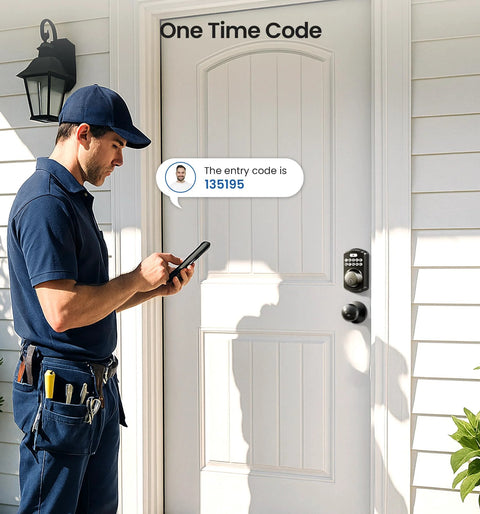 Keyless Entry Door Lock With Two Knobs And Electronic Backlit Keypad Deadbolt Auto Lock Up To 20 User Codes Smart Front Door Lock installed.