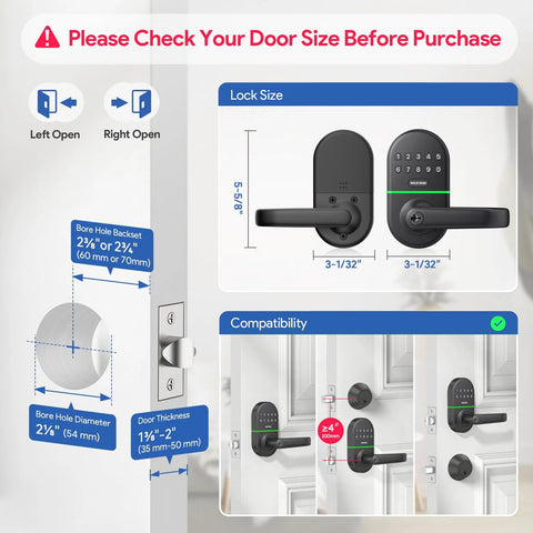 Installation guide for Keypad Door Lock With Handle Keyless Entry Smart Lock For Front Door Easy Installation Backlit Keypad Auto Lock Security System With Up To Twenty Access Codes Includes Two Emergency Keys Ideal For Modern Home Security