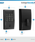 Front and side view of Smart WiFi Front Door Deadbolt With Built In WiFi App Control And Keyless Entry Unlock From Anywhere Through The Connected App Apple Watch Unlock Capability With HomeKit And Alexa Compatible Matte Black Finish Easy Install For Enhanced Security And