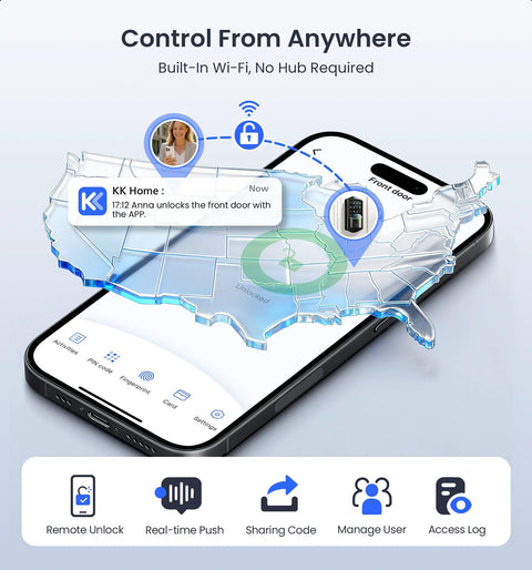 App interface for Built In WiFi Smart Lock With 2 Knobs Keyless Entry Front Door Handle Set For Hands Free Access Remote App Control