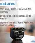 2 Channel WiFi Smart Relay Switch With Power Metering For Home Automation And Energy Monitoring on tabletop close-up