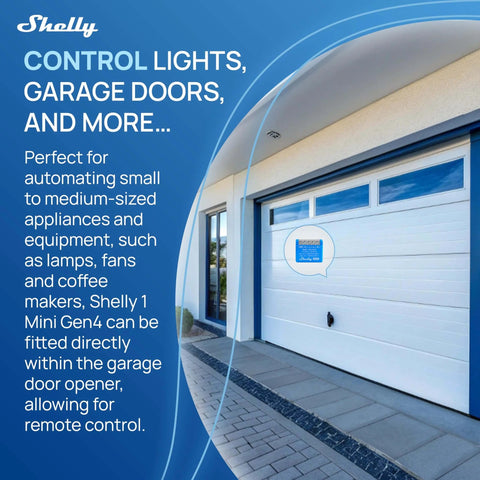 Gen4 1 Mini Smart Relay Switch With Wi Fi Zigbee And Matter Support, 1 Channel 8A Dry Contacts on garage door