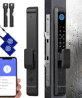 Sliding Glass Door Lock With Five Unlock Methods Including Fingerprint Passcode RFID Card Bluetooth App And Backup Key for patio doors