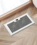 Ultra Quiet 10 Speed Smart Register Booster Fan For 6x12 Duct Opening Cutout With Remote Control Programmable Thermostat Energy Saving HVAC Vent Booster For Wall Or Floor Registers Corded White By VELLEE installed on floor