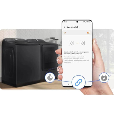 Smart Laundry Bundle With 4.7 Cu Ft Top Load Washer And 7.4 Cu Ft Electric Dryer WaterJet System Sensor Drying shown.