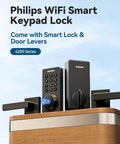 Smart WiFi Keypad Front Door Lock With Handle And Auto Lock For Keyless Entry And Voice And Fingerprint Unlock App Remote Control 2 4 GHz Connectivity Digital Front Door Lock Set For Enhanced Home Security