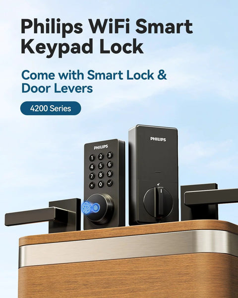 Smart WiFi Keypad Front Door Lock With Handle And Auto Lock For Keyless Entry And Voice And Fingerprint Unlock App Remote Control 2 4 GHz Connectivity Digital Front Door Lock Set For Enhanced Home Security
