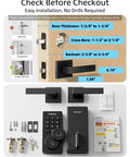 Smart WiFi Keypad Front Door Lock With Handle And Auto Lock For Keyless Entry And Voice And Fingerprint Unlock App Remote Control 2 4 GHz Connectivity Digital Front Door Lock Set For Enhanced Home Security installation guide and components