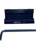 Beefy Alloy Steel Grooving And Parting Plate Holder For SPB Blades With 90 Degree Cutting Angle And Screw In Inserts For Precision CNC Milling Equipment SMBB1626, front view with wrench