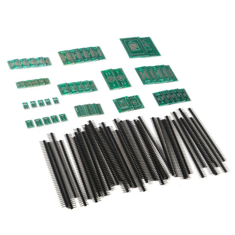 SMD To DIP Adapter Kit With 51 Pieces In 12 Types For SOP SOT 0402 0603 0805 TQFP And QFN Prototyping Boards Plus 40 Pin 2.54mm Male Headers